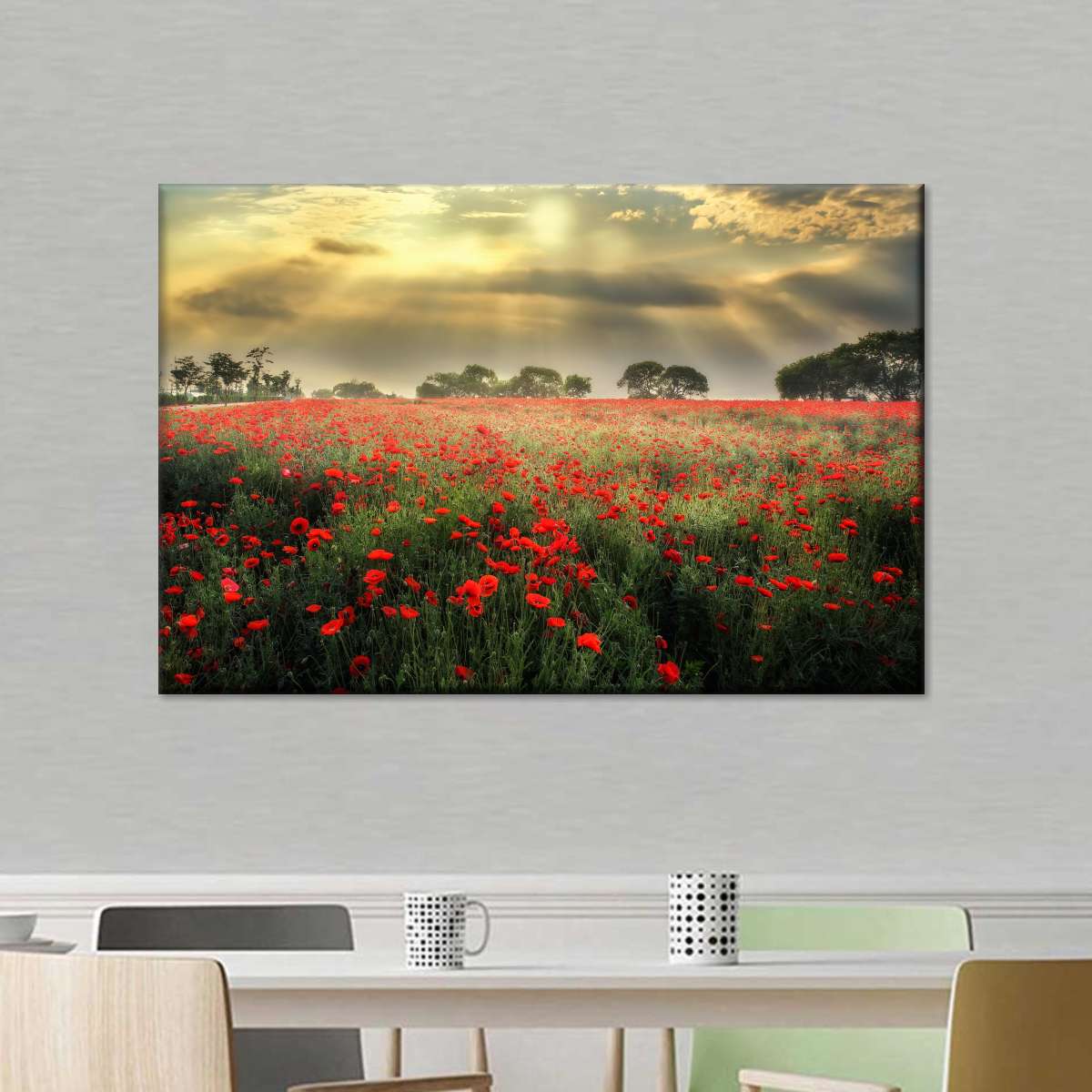 Scandinavian Poppy Field Wall Art