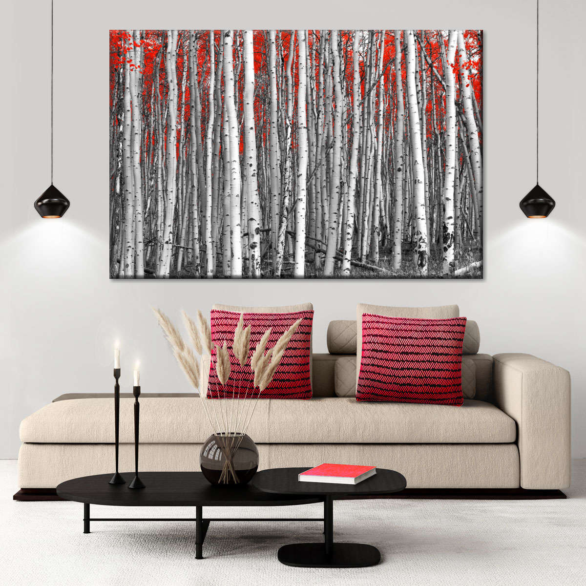 Red Birch Forest Wall Art