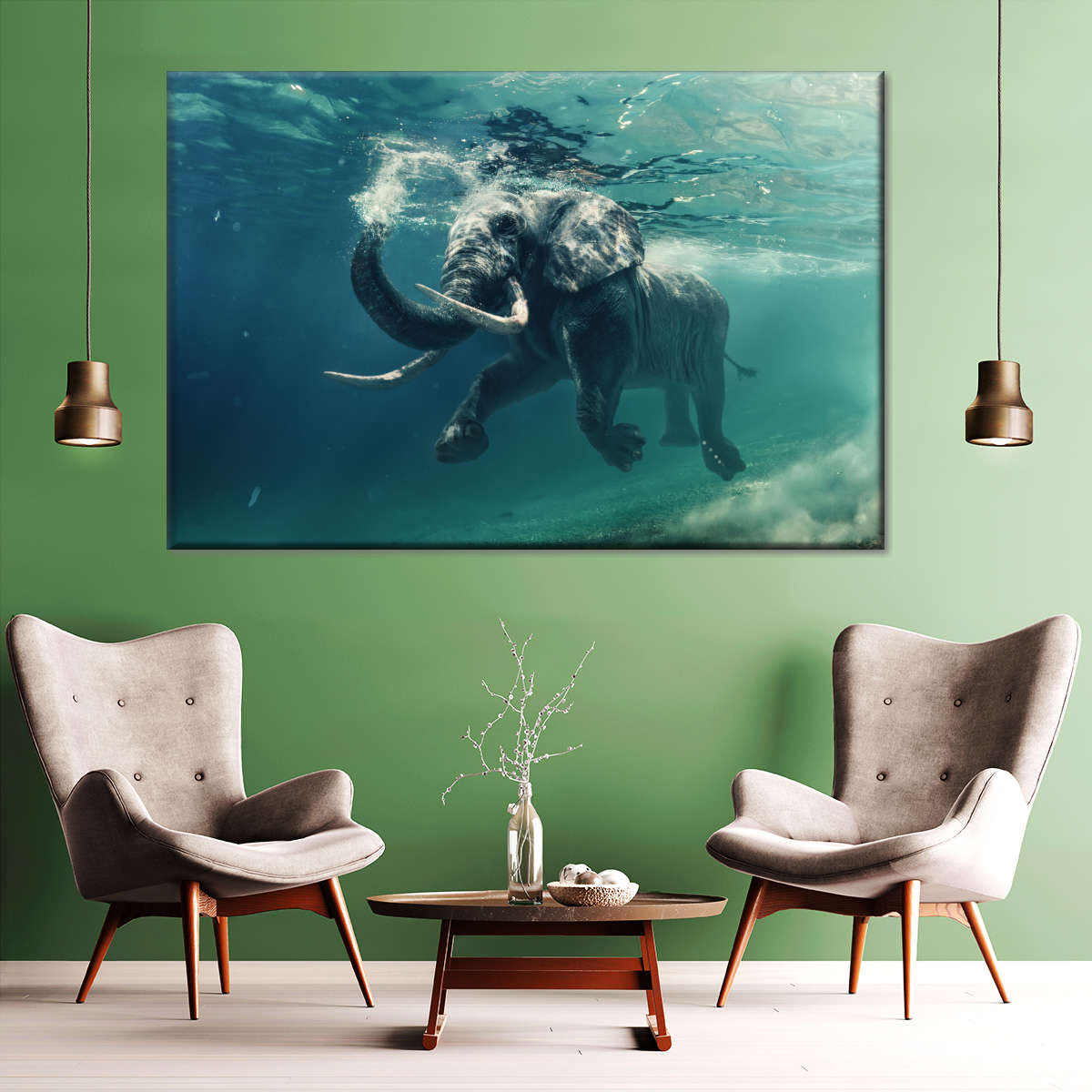 Swimming Elephant Wall Art