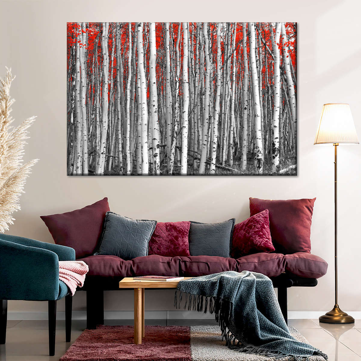 Red Birch Forest Wall Art