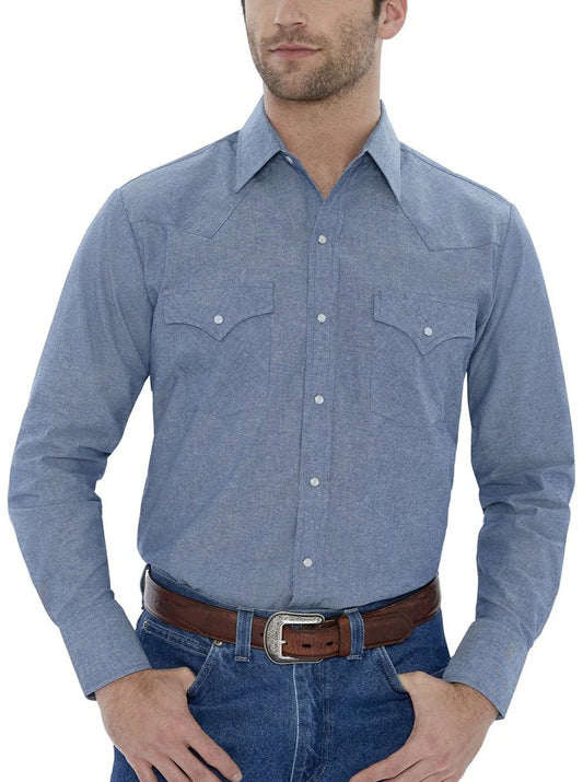 15202975(84) Men's Long Sleeve Pearl Snap Chambray Shirt by Ely & Walker