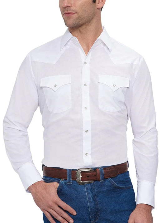 201905(01) Men's Long Sleeve White Western Snap by Ely Cattleman