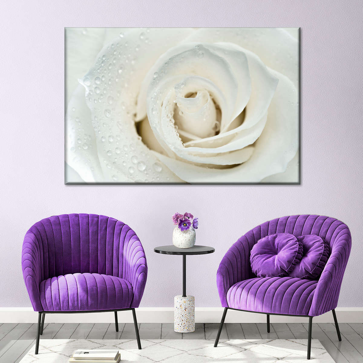 White Rose Close Up Wall Art