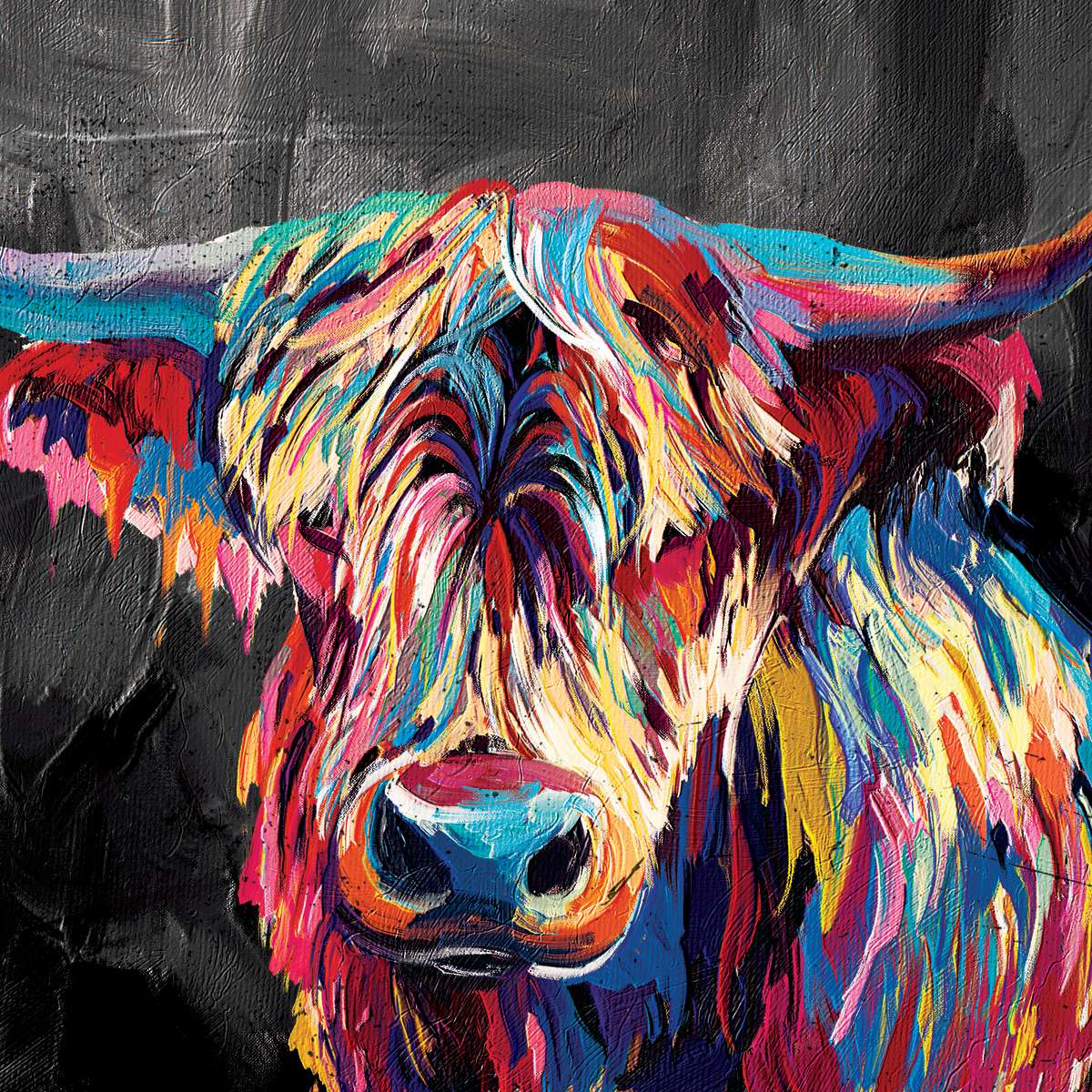Colorful Highland Cow Wall Art
