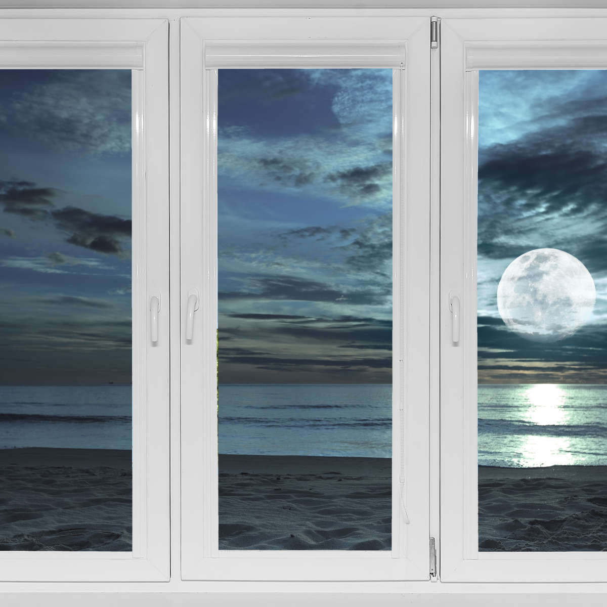 Window To Moonlit Beach Wall Art