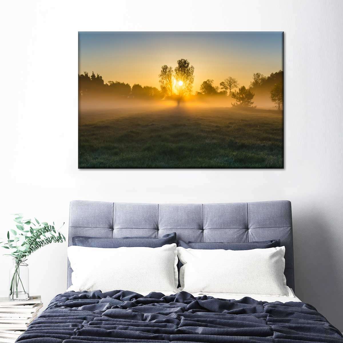 Misty Meadow At Sunrise Wall Art