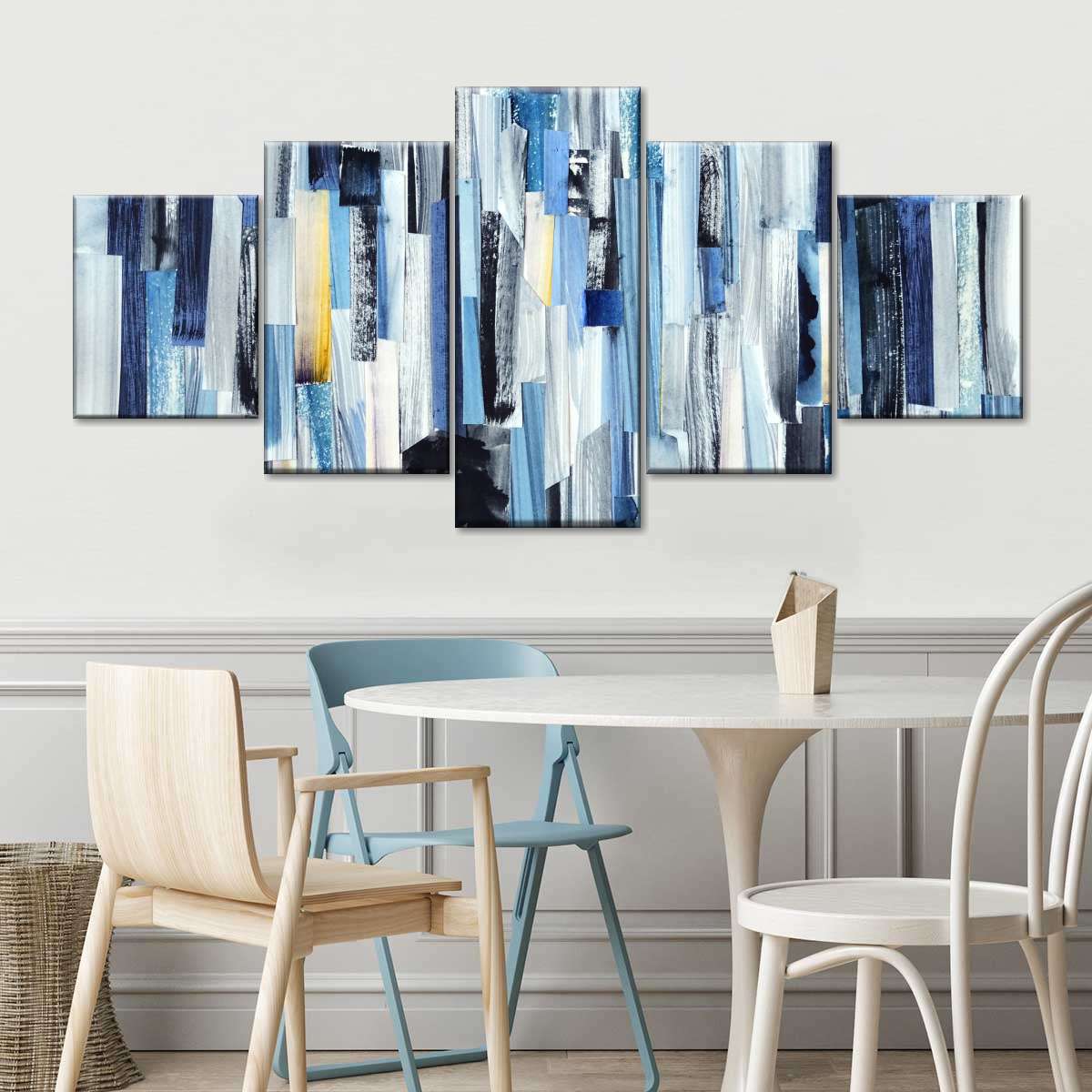 Striped Blue Abstract Wall Art