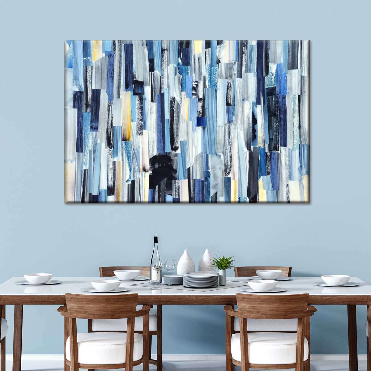 Striped Blue Abstract Wall Art