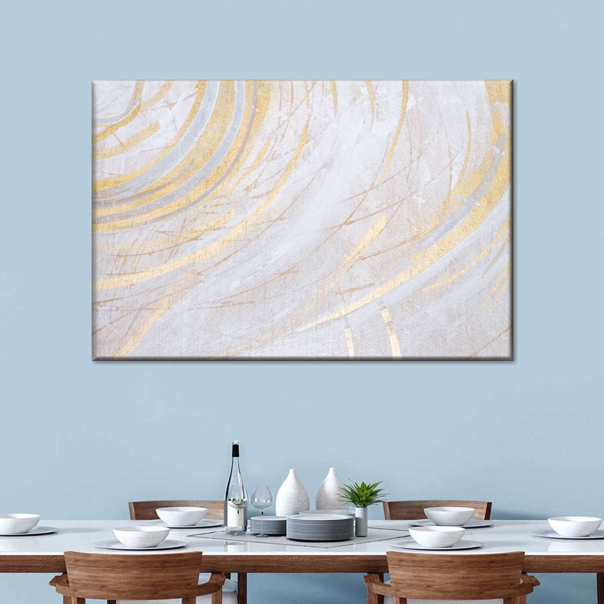 White And Gold Abstract Wall Art