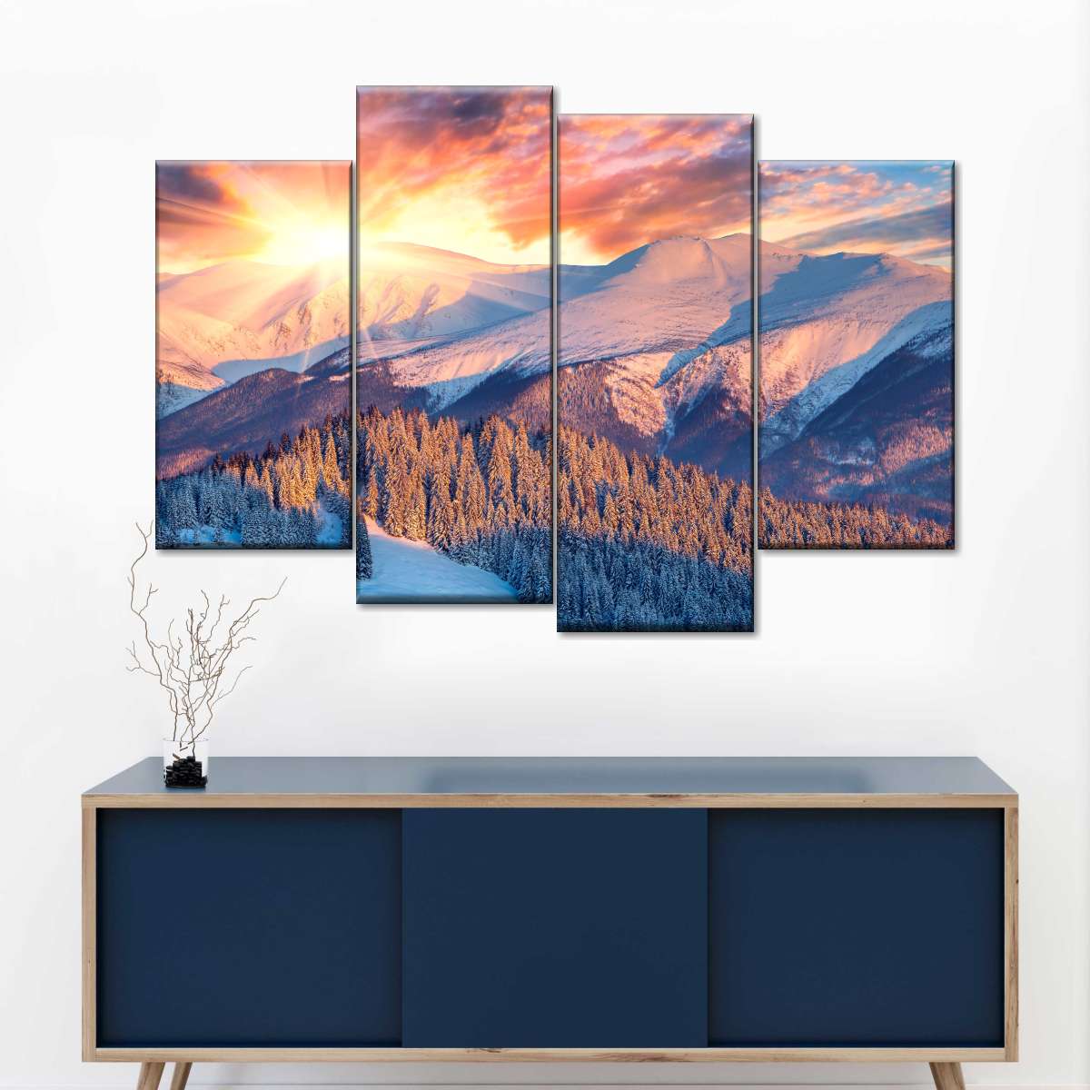 Snowy Mountain Sunrise Wall Art