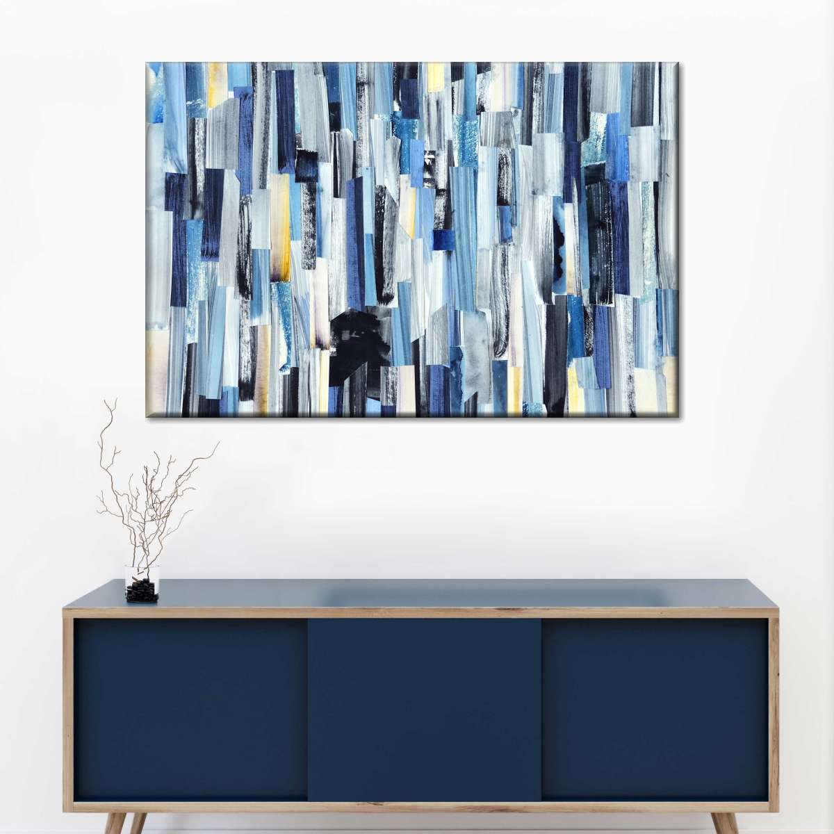 Striped Blue Abstract Wall Art