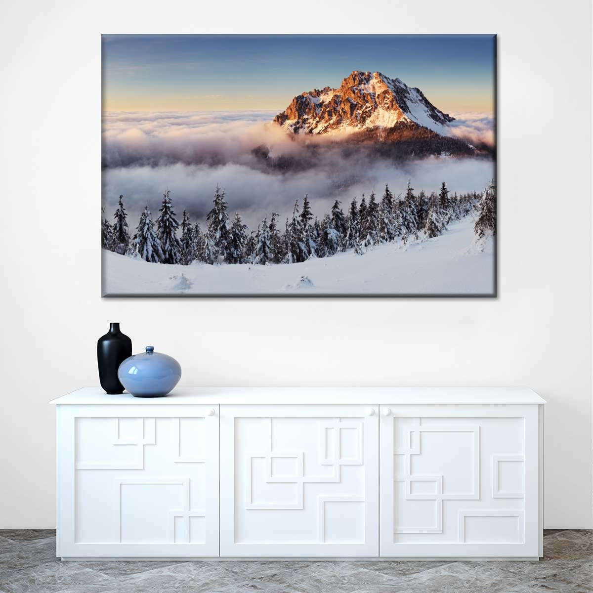 Snow Mountain Sunset Wall Art