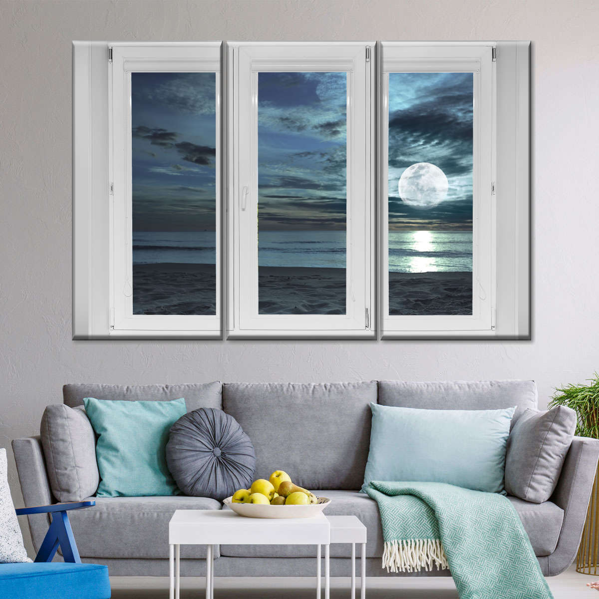 Window To Moonlit Beach Wall Art