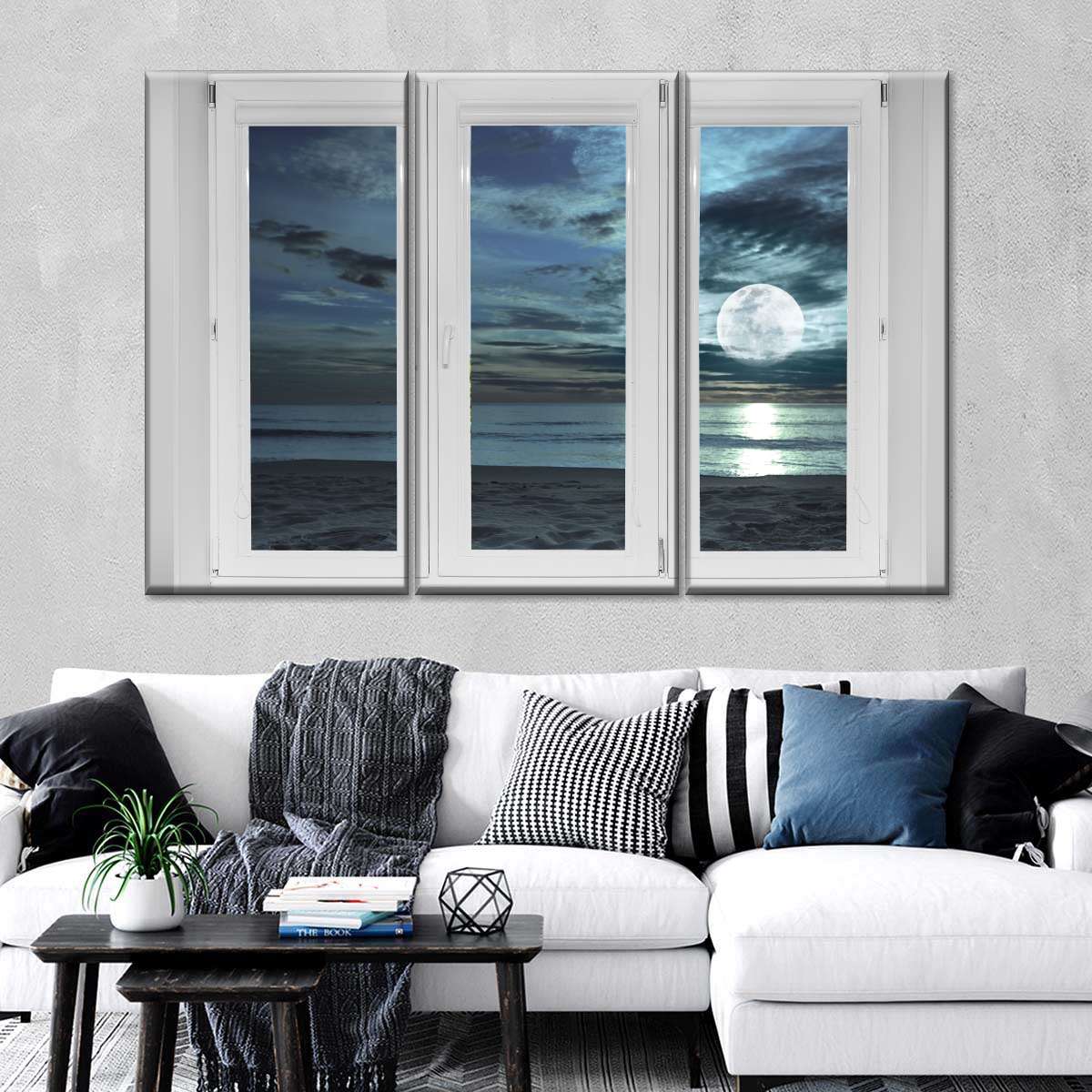 Window To Moonlit Beach Wall Art