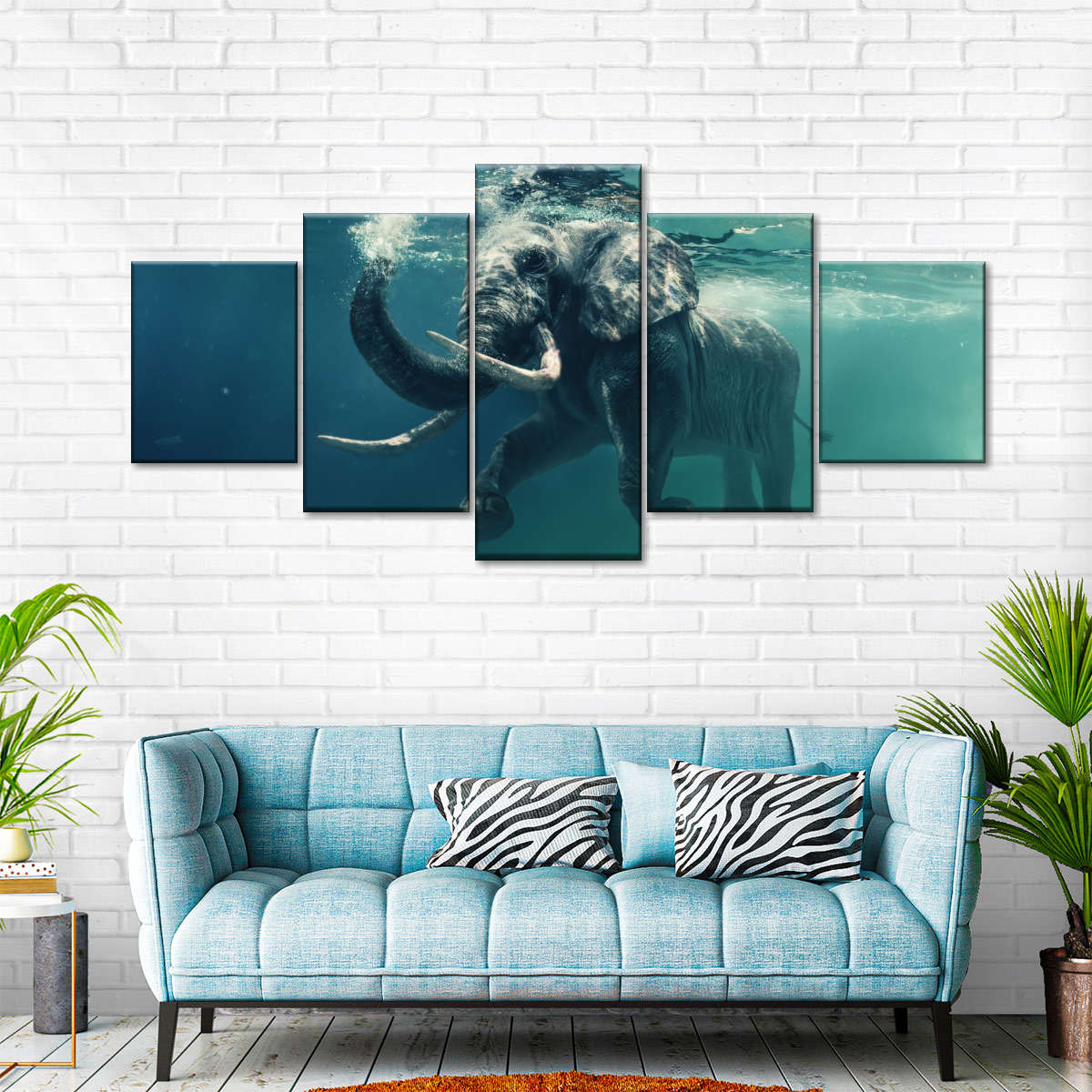 Swimming Elephant Wall Art