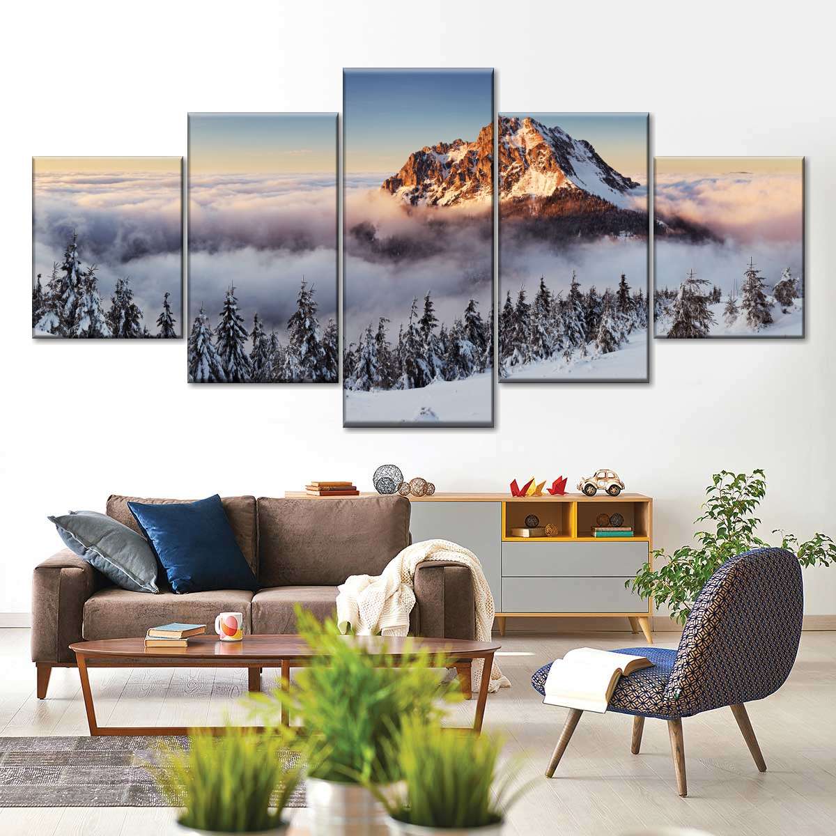 Snow Mountain Sunset Wall Art