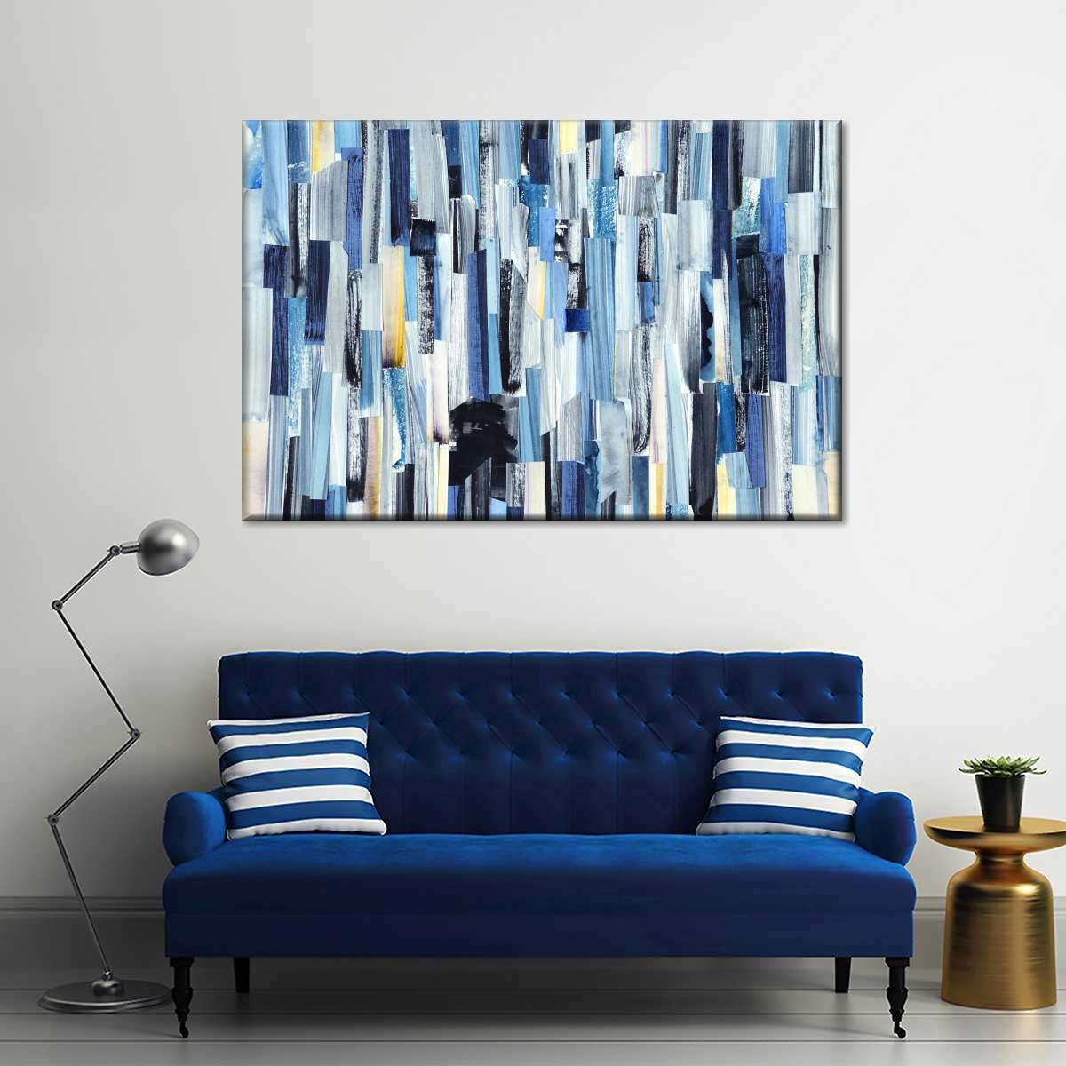 Striped Blue Abstract Wall Art