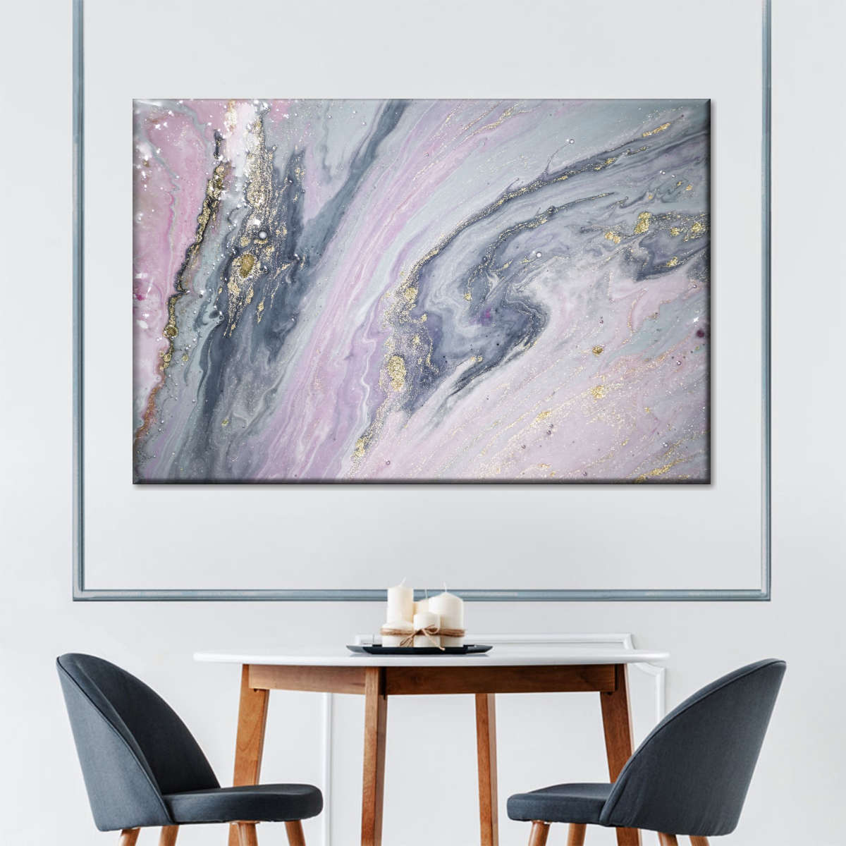 Pink And Grey Abstract Wall Art