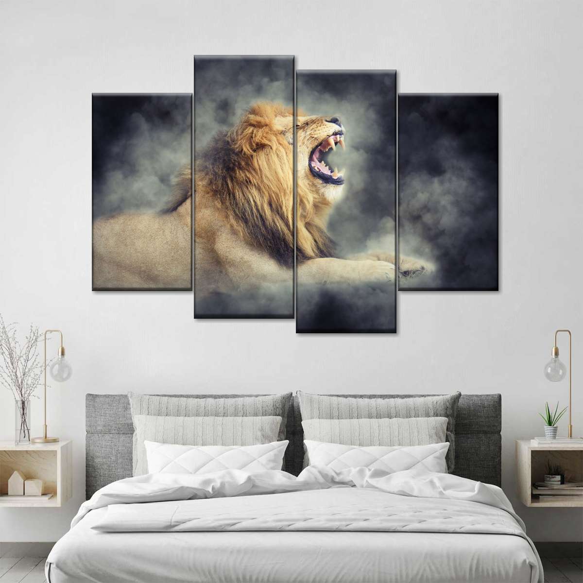 Misty Wild Lion Wall Art