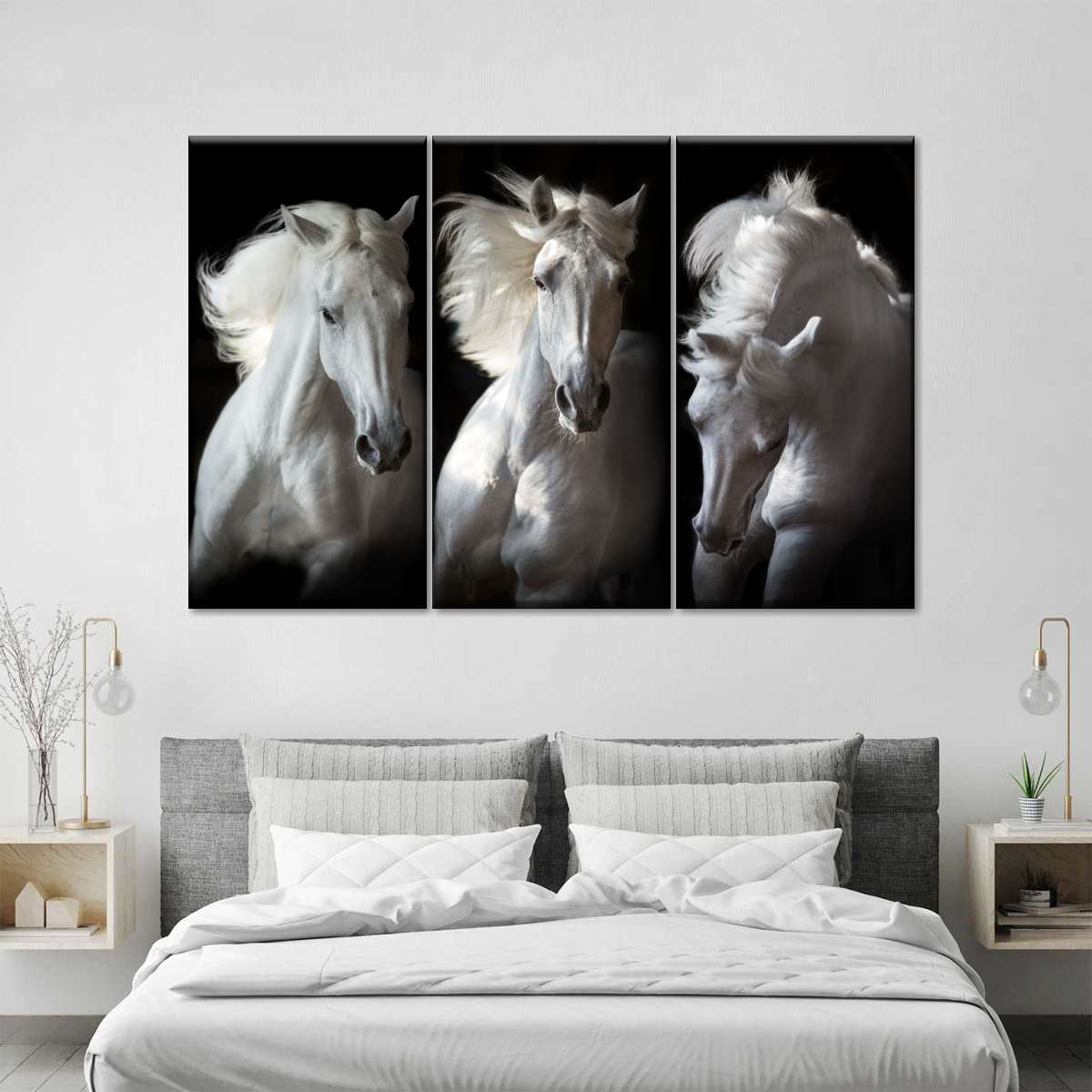 Three White Horses Wall Art