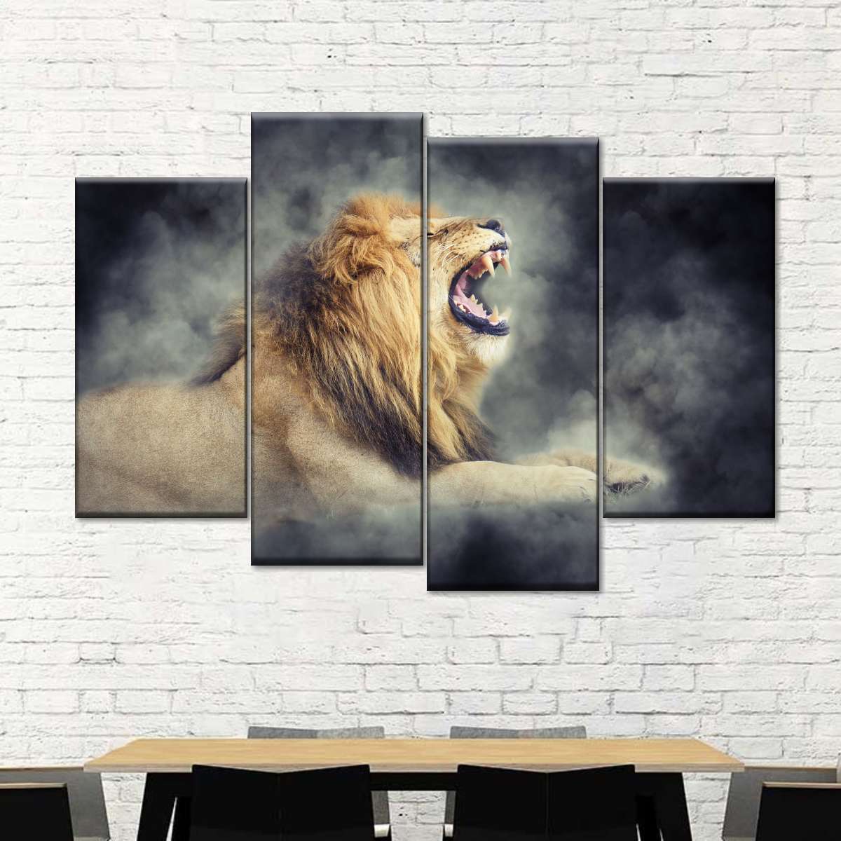 Misty Wild Lion Wall Art