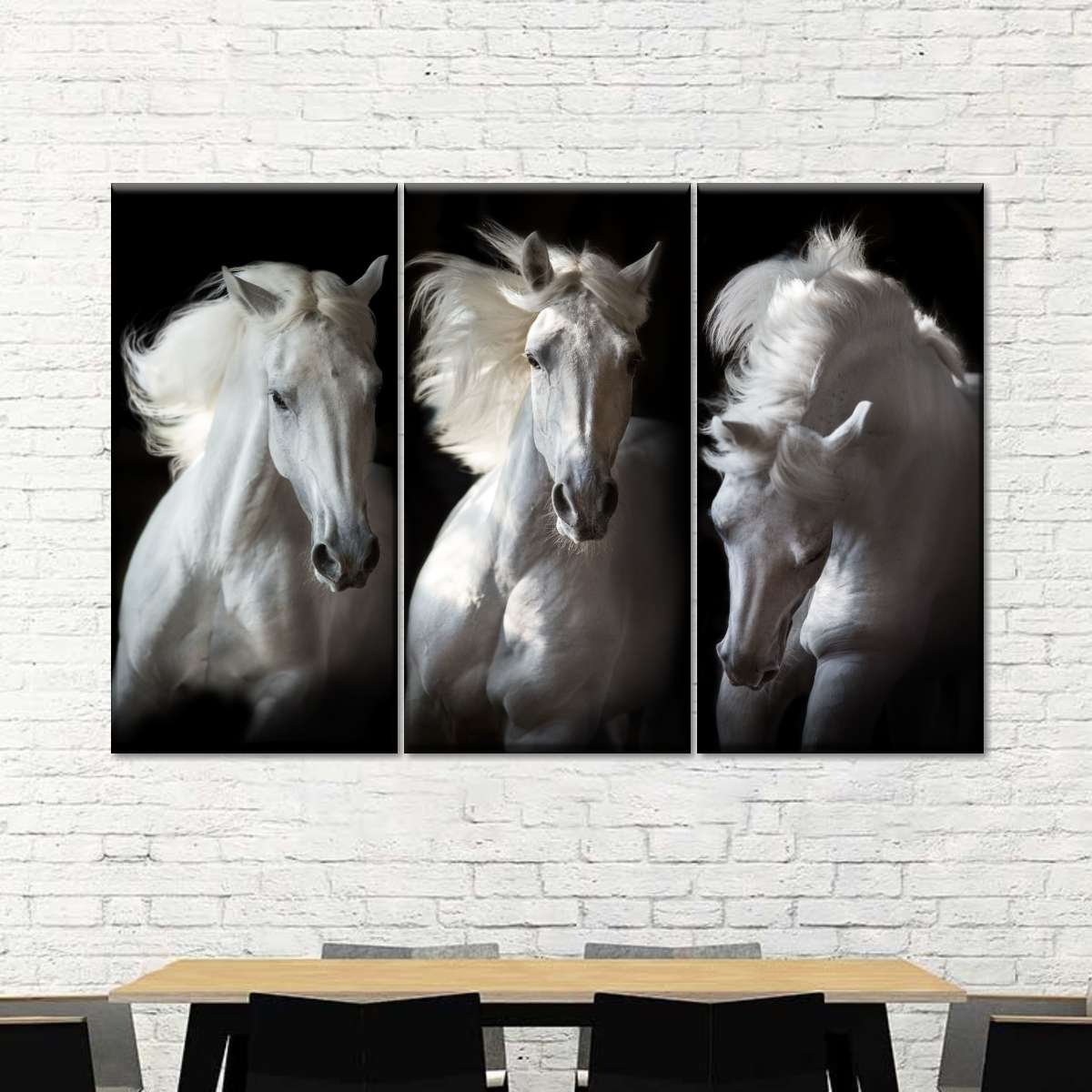 Three White Horses Wall Art