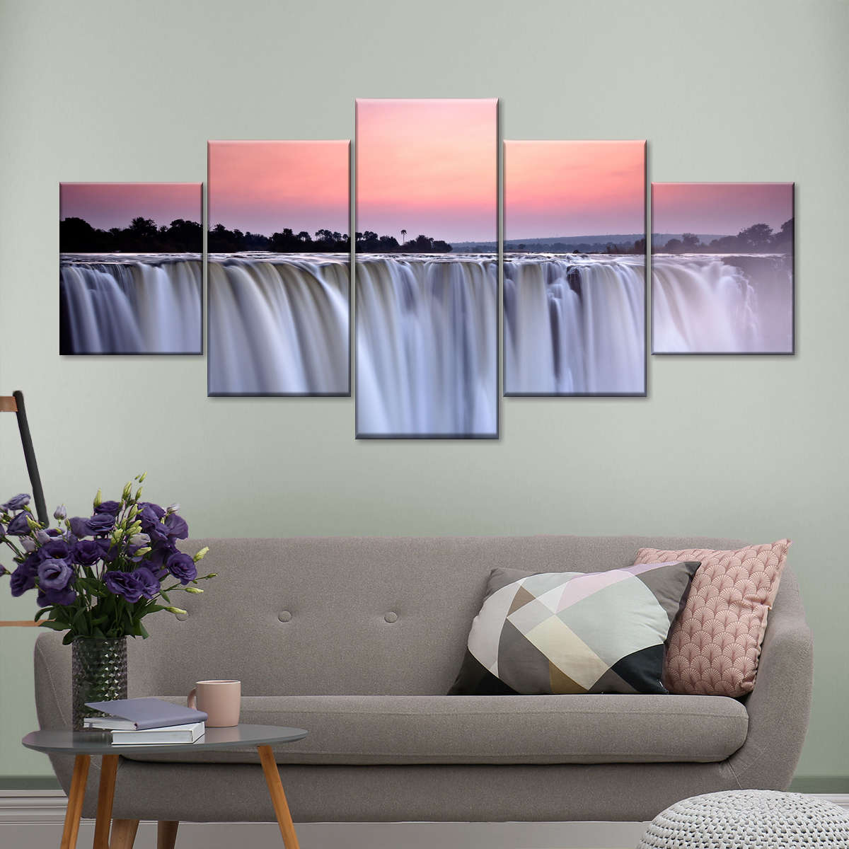 Sunset At Victoria Falls Wall Art