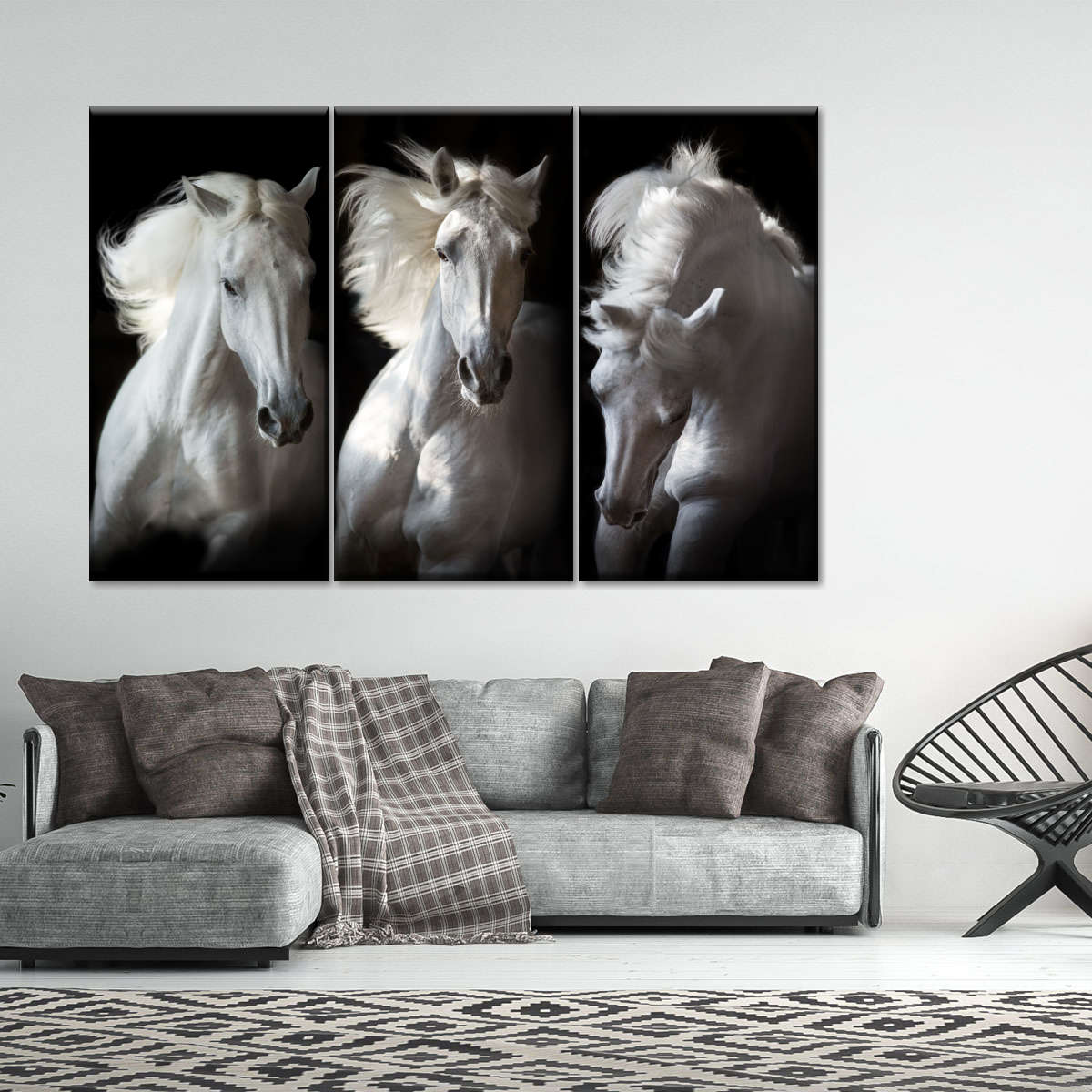 Three White Horses Wall Art