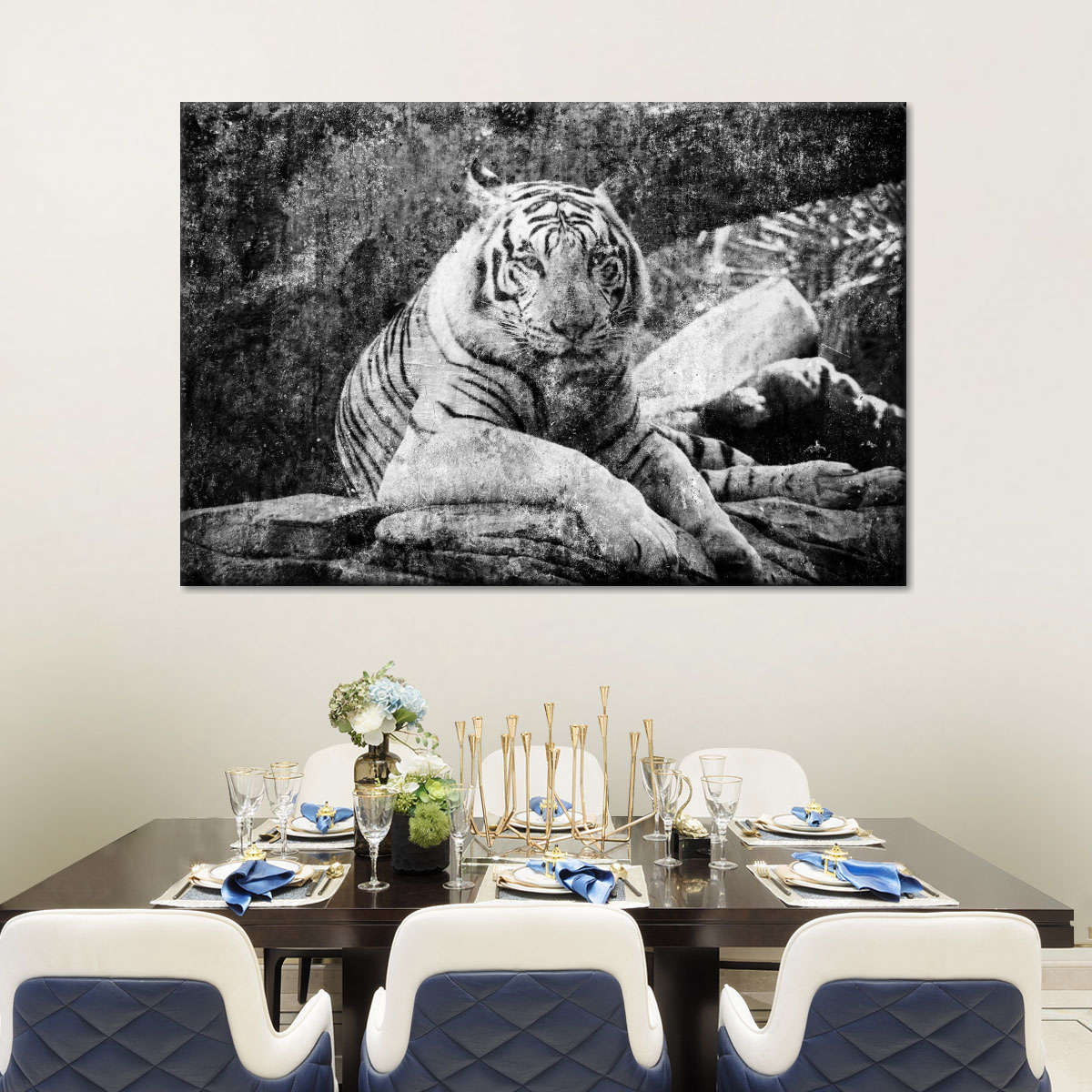 Textured White Tiger Wall Art