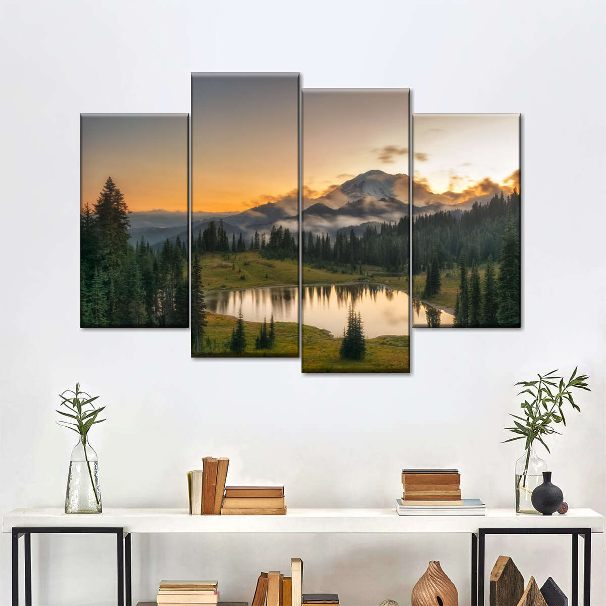 Majestic Sunset At Mount Rainer Wall Art