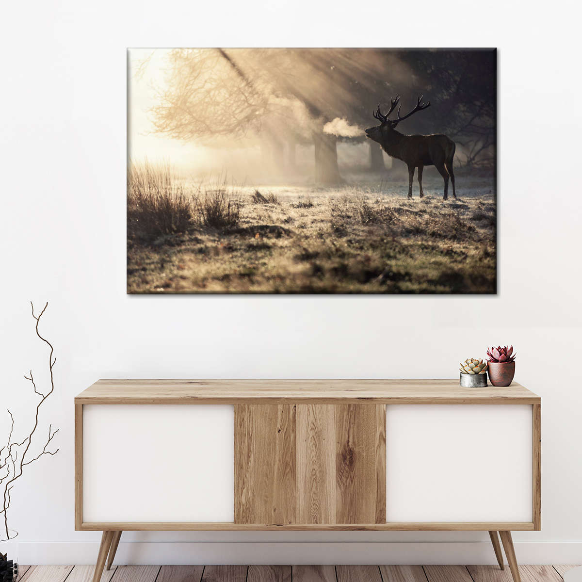 Wild Deer In Snow Wall Art