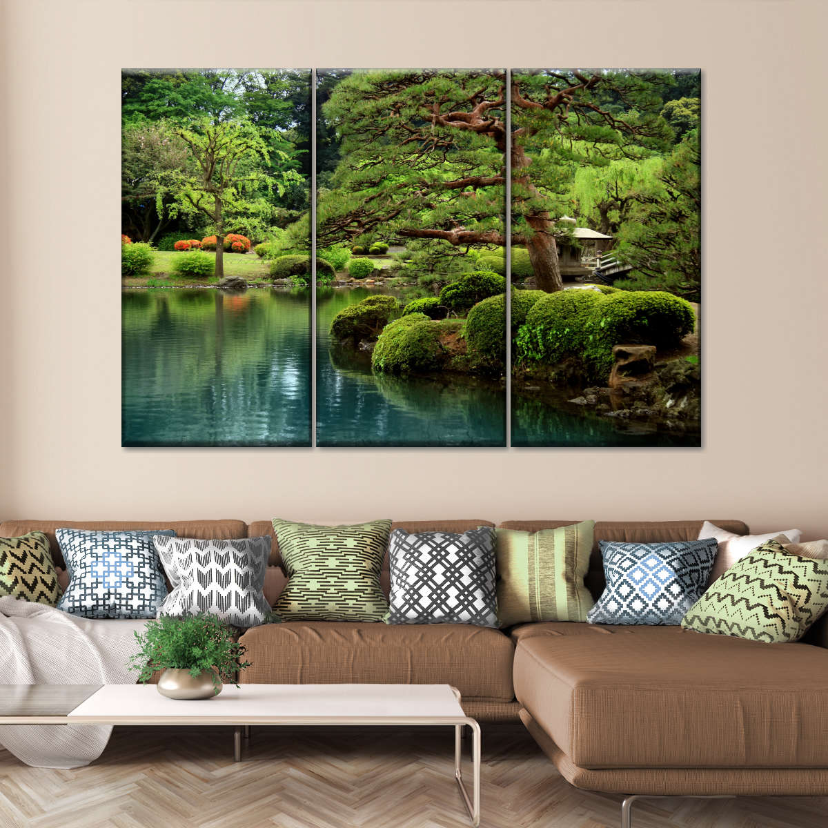 Zen Lakeside Bonsai Trees Wall Art