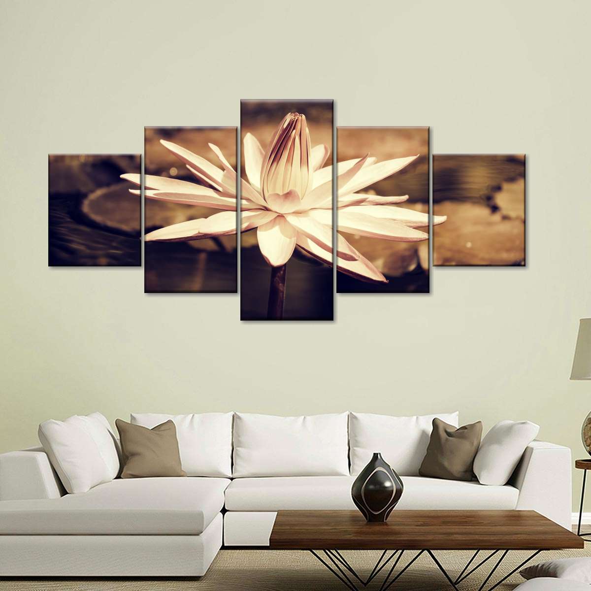 Sepia Lotus Flower Wall Art