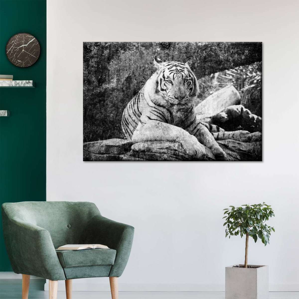 Textured White Tiger Wall Art