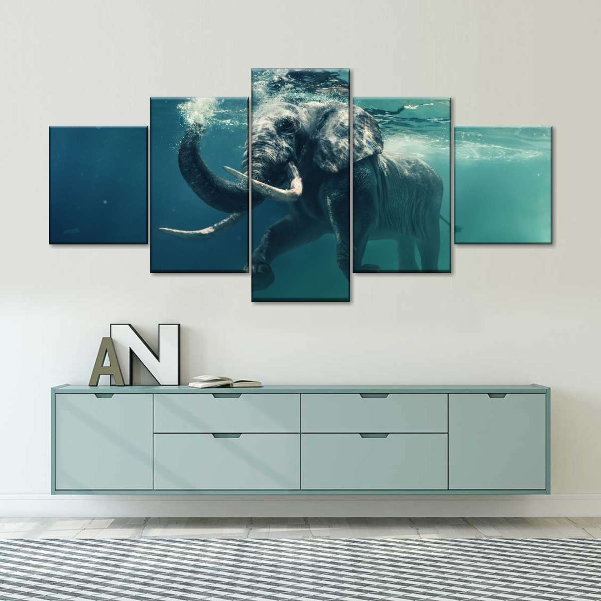 Swimming Elephant Wall Art