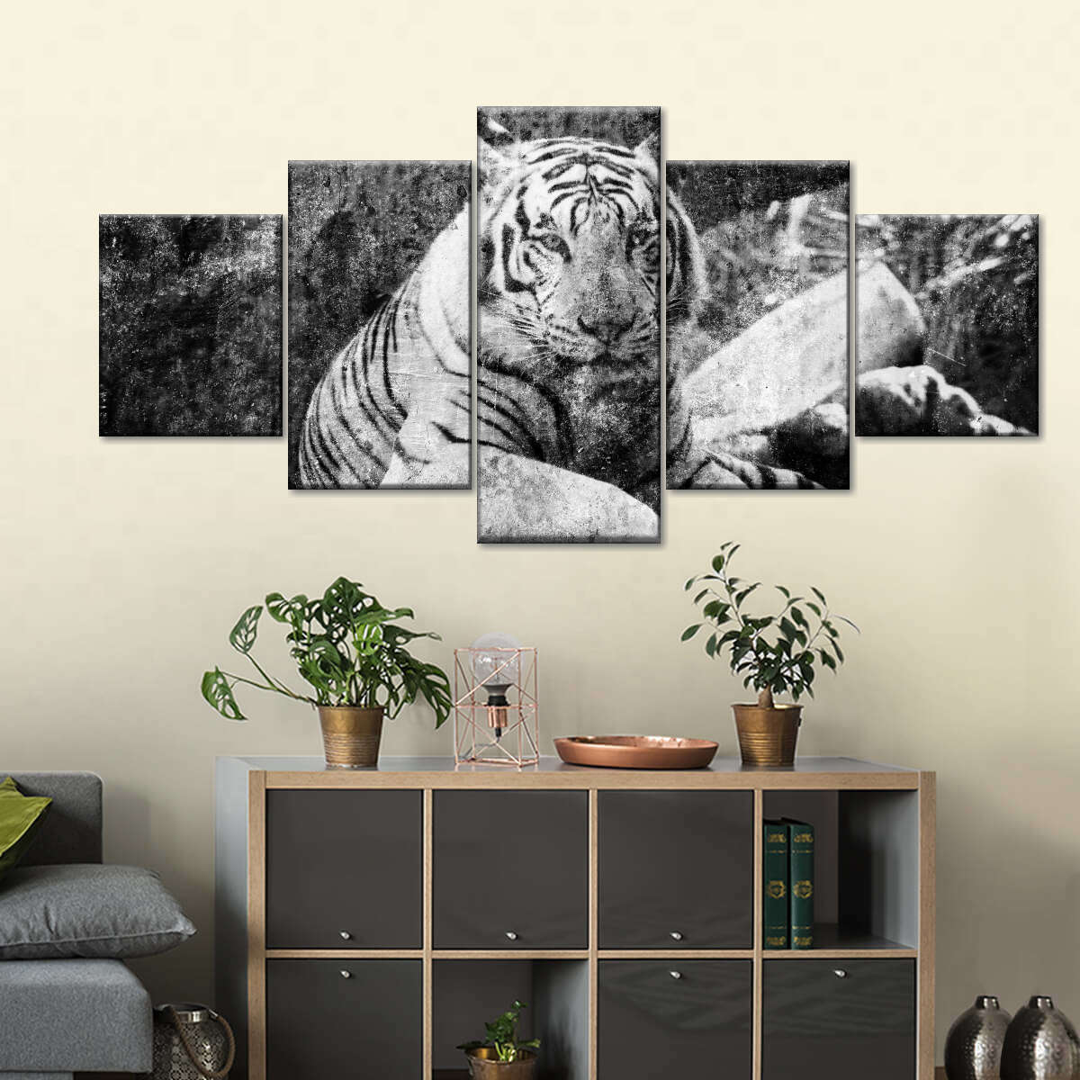 Textured White Tiger Wall Art