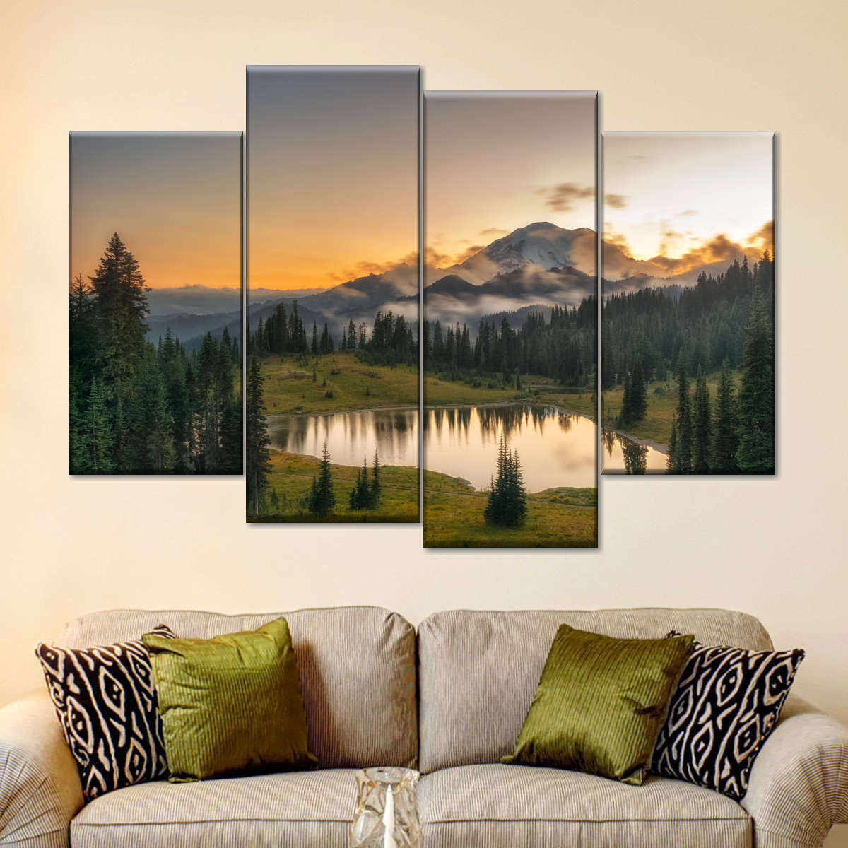 Majestic Sunset At Mount Rainer Wall Art