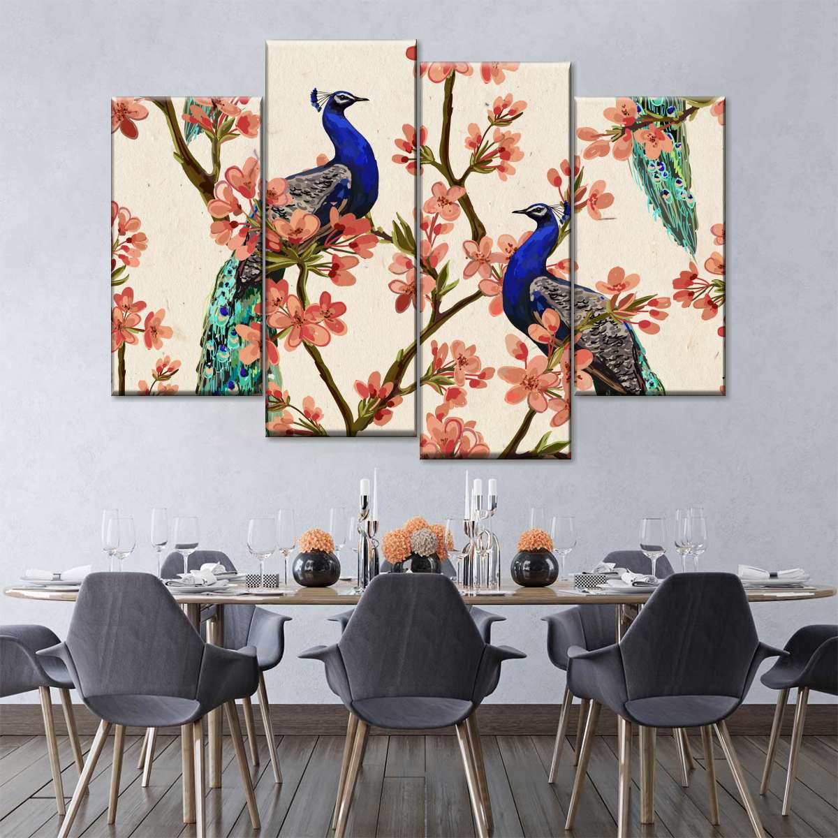 Royal Blue Peacocks Wall Art