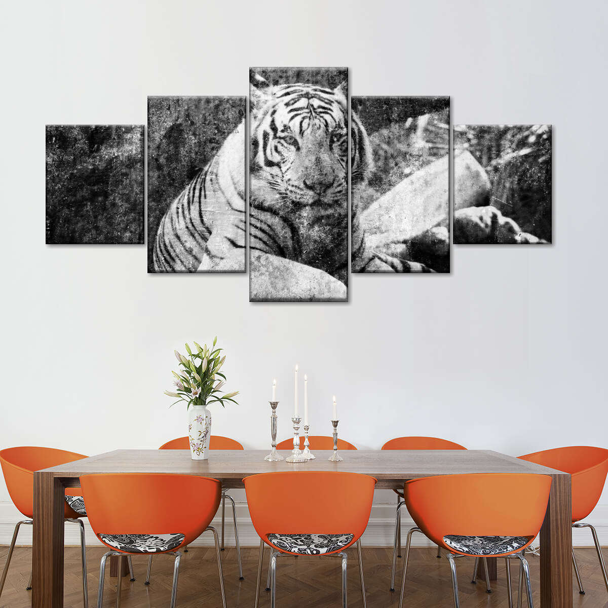 Textured White Tiger Wall Art