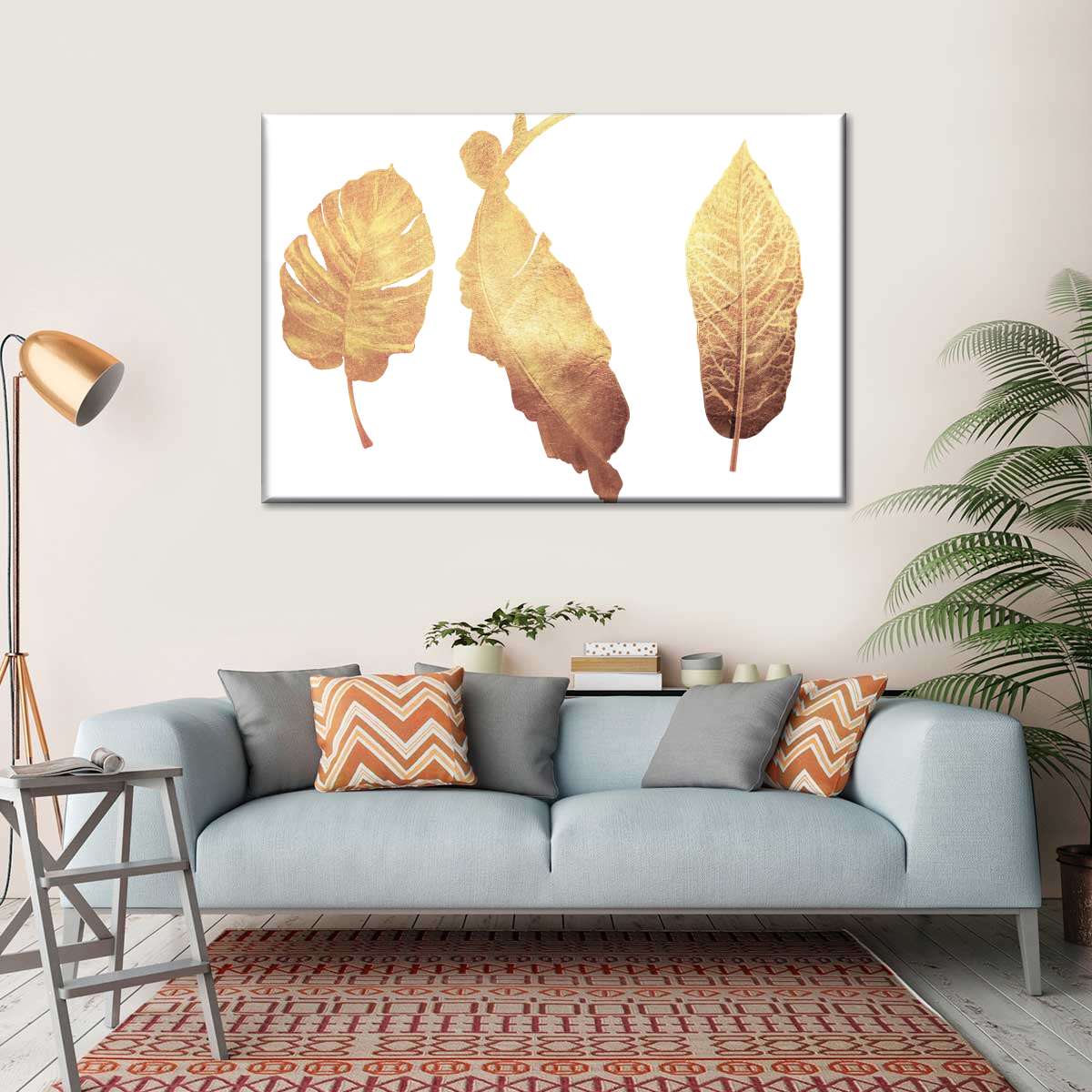 Triple Golden Leaves Wall Art