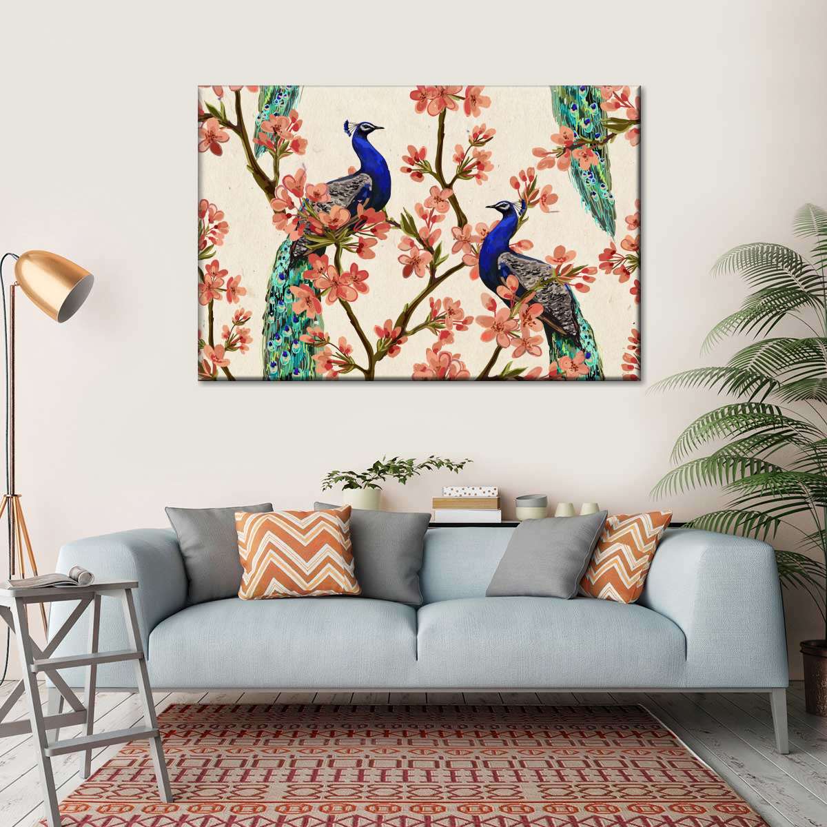 Royal Blue Peacocks Wall Art