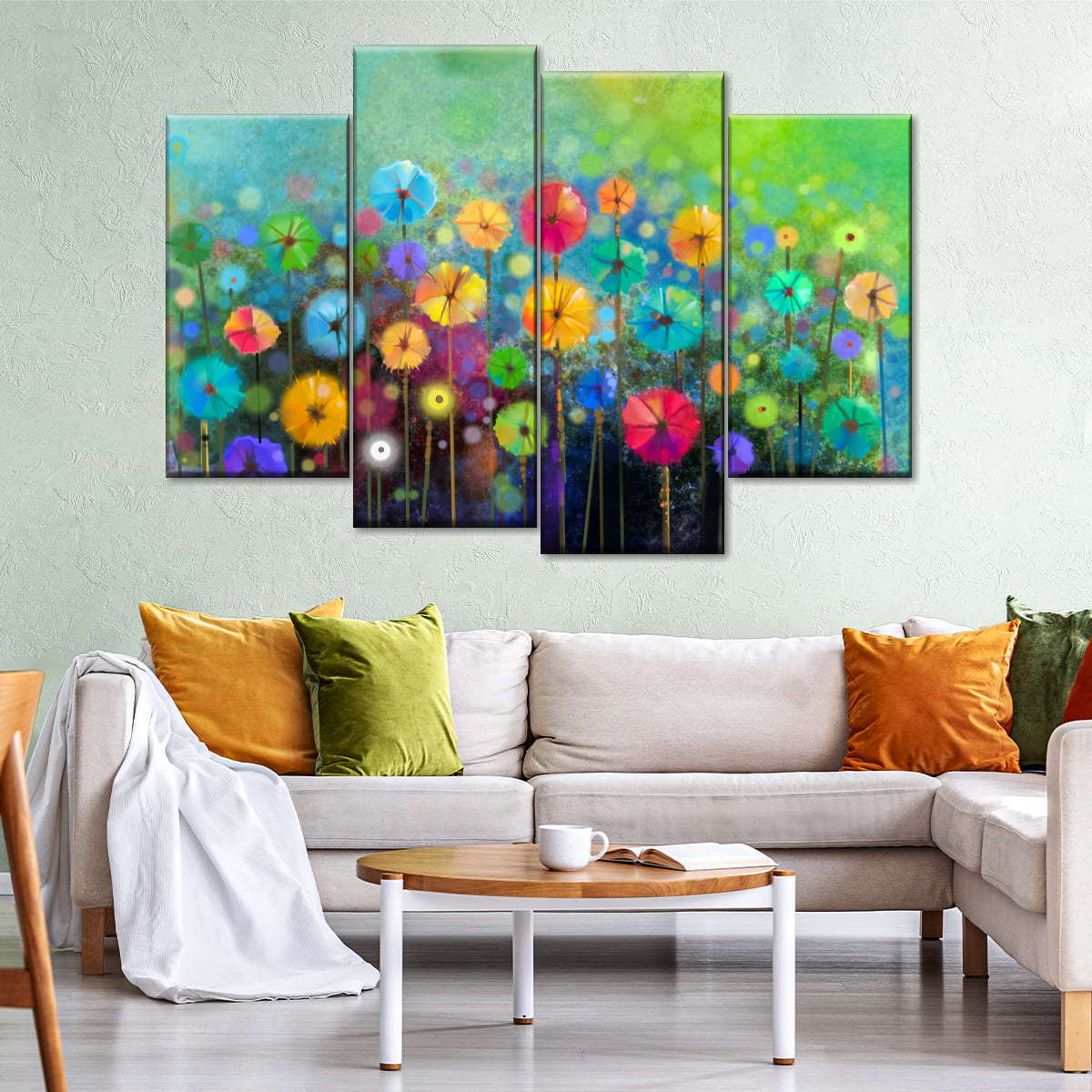 Rainbow Flowers Wall Art