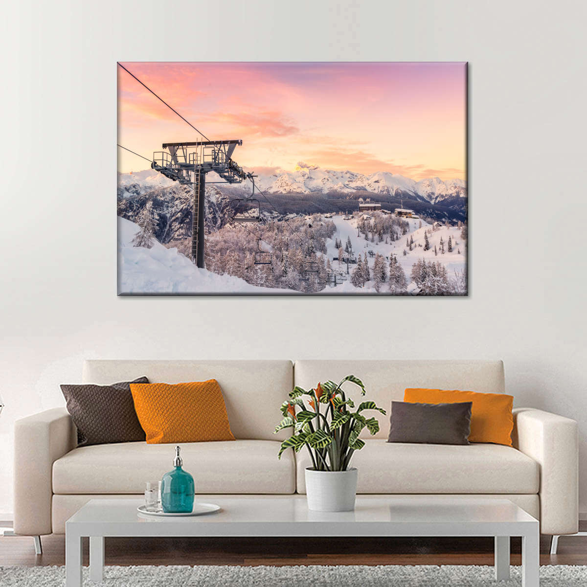 Skiing On Snowy Mountain Wall Art