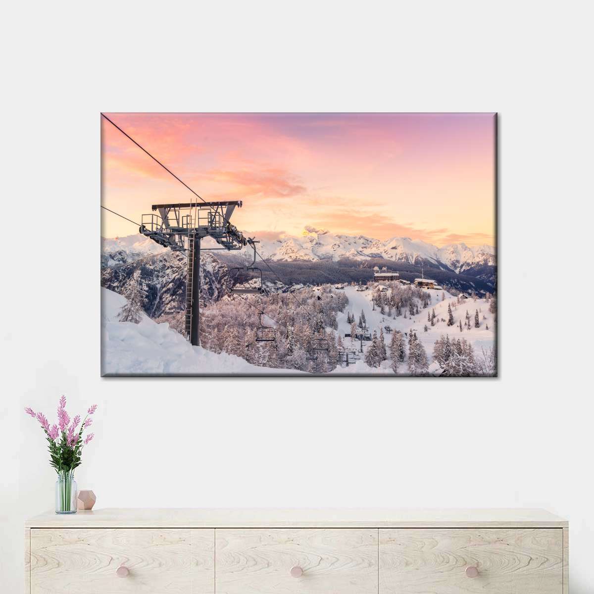 Skiing On Snowy Mountain Wall Art