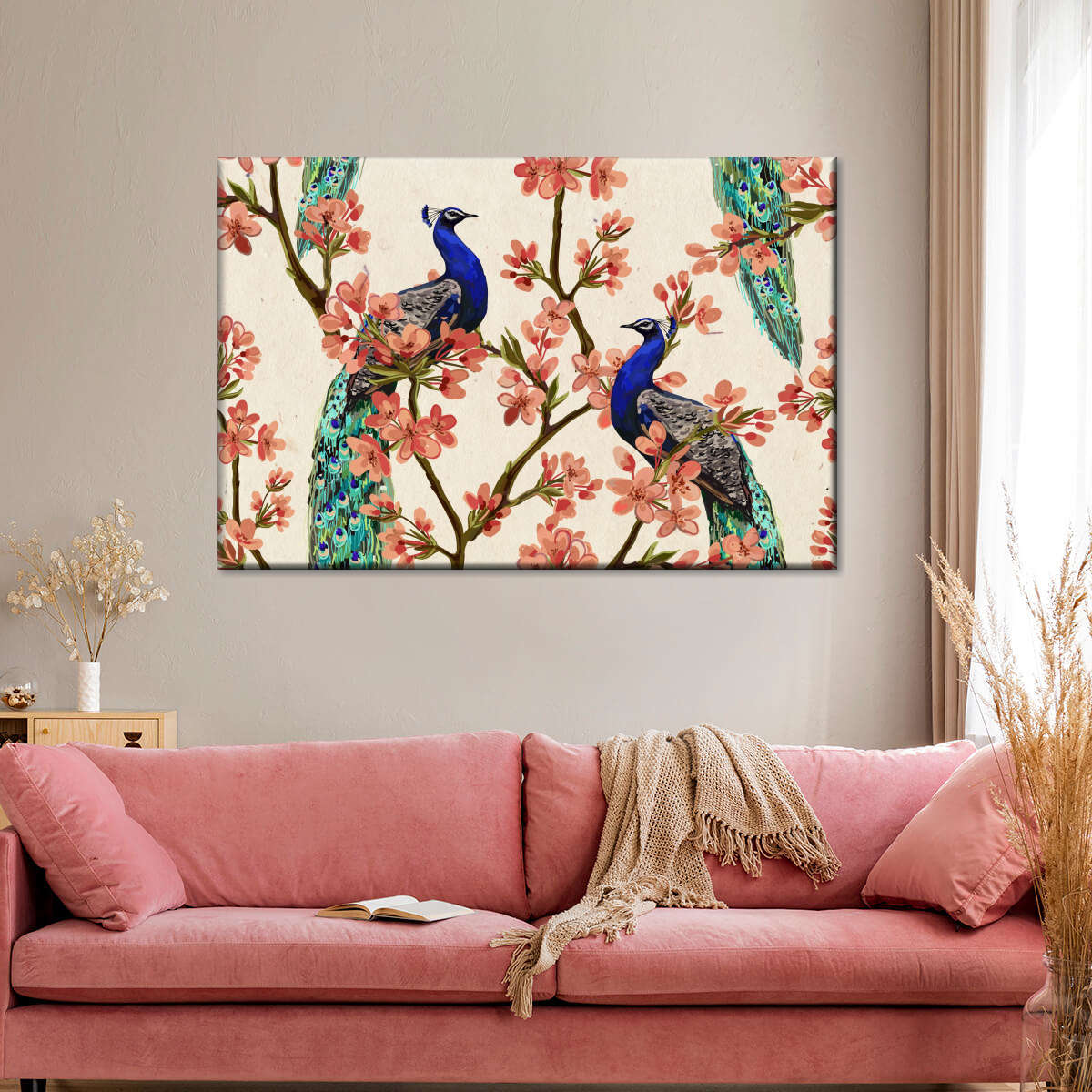 Royal Blue Peacocks Wall Art