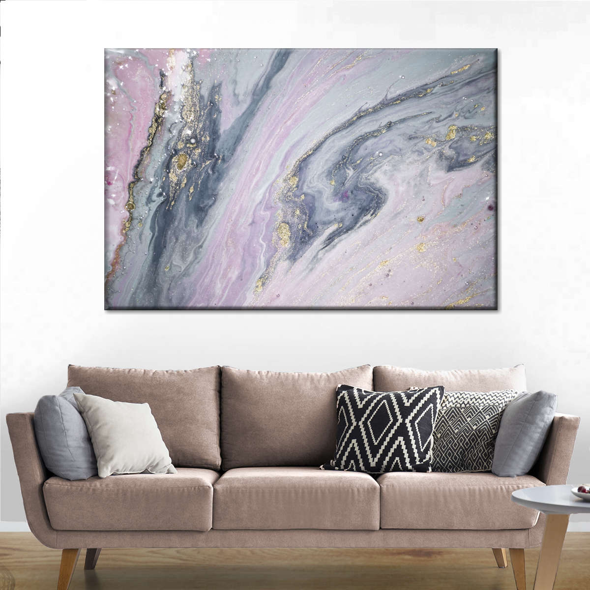 Pink And Grey Abstract Wall Art