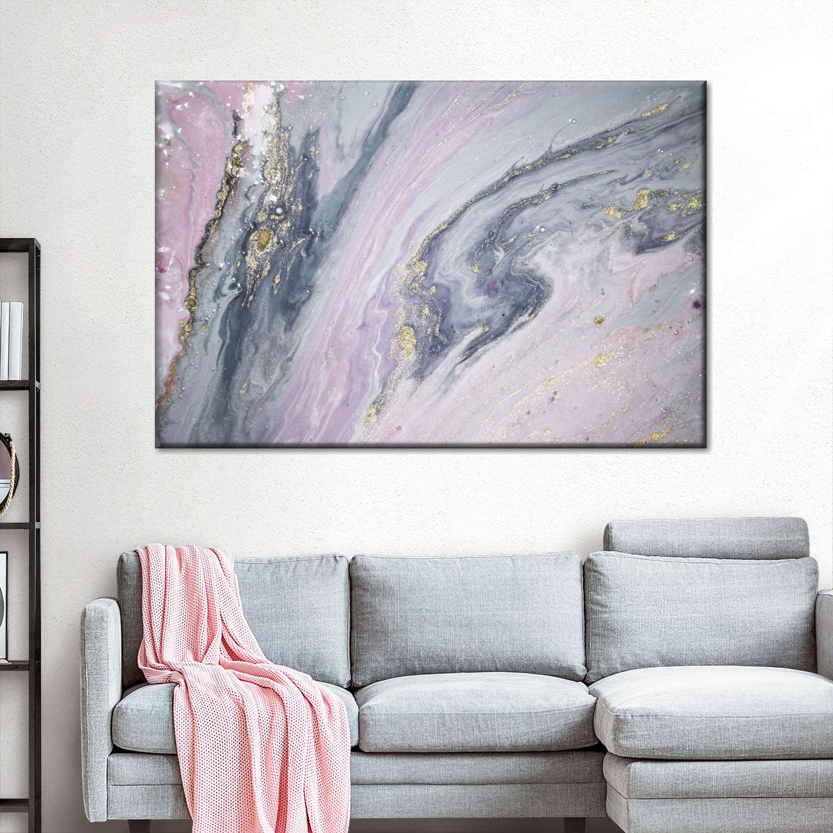 Pink And Grey Abstract Wall Art