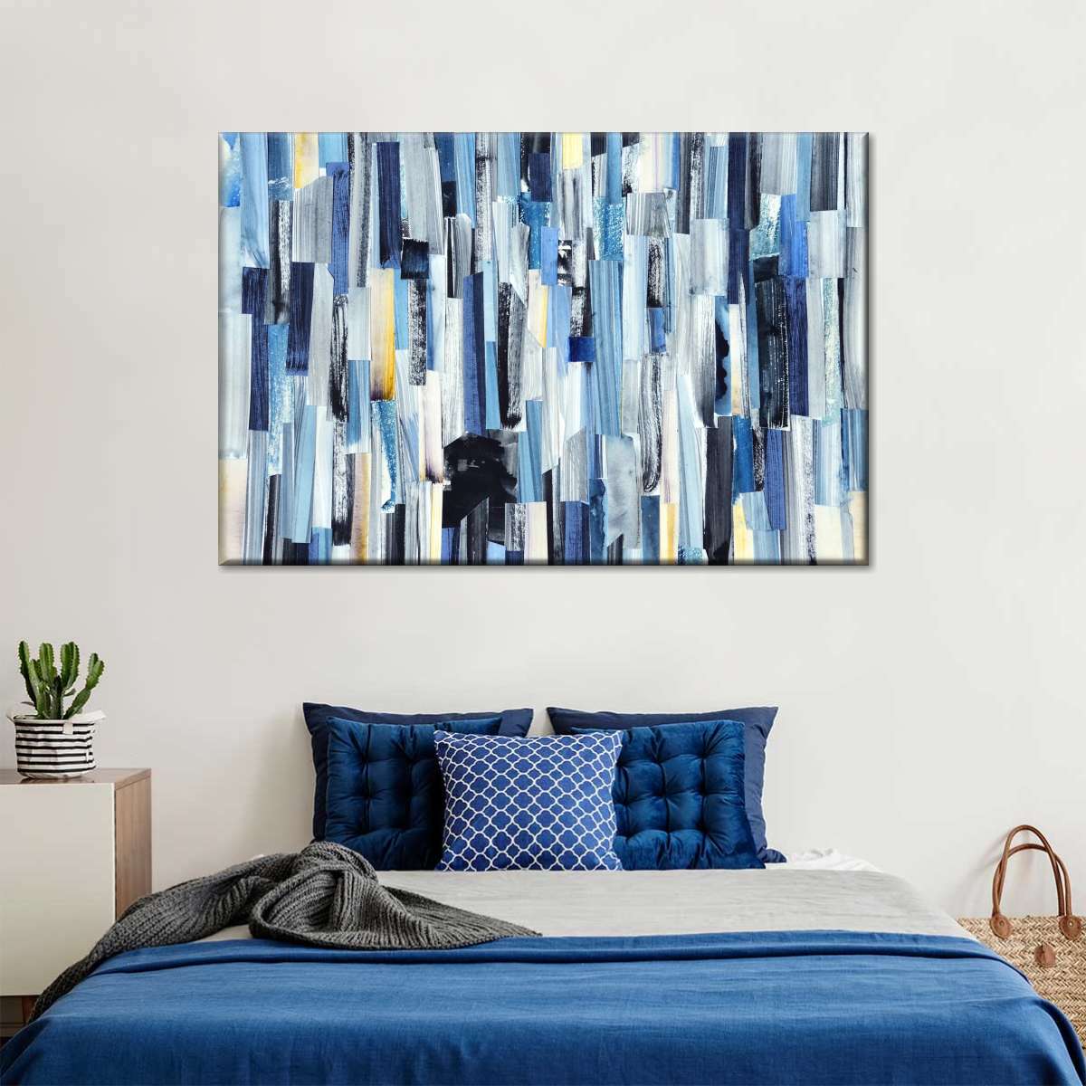 Striped Blue Abstract Wall Art