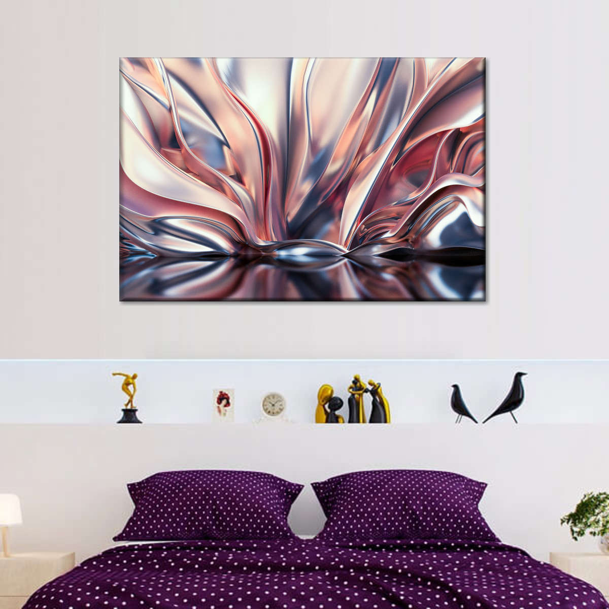 Pink And Silver Abstract Wall Art