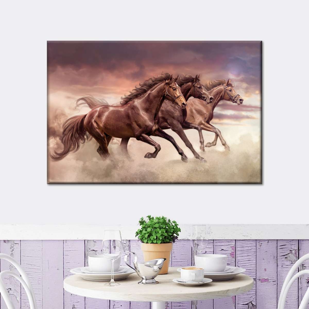 Three Running Horses Wall Art